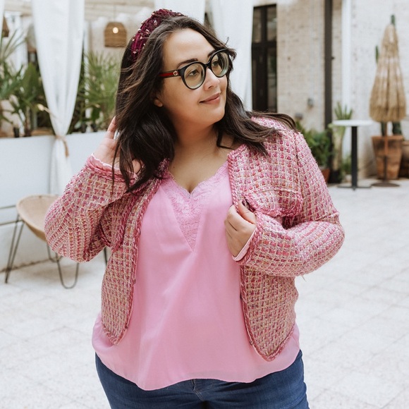 Anthropologie Tops - Pink Tweed-Style Anthropologie Blazer